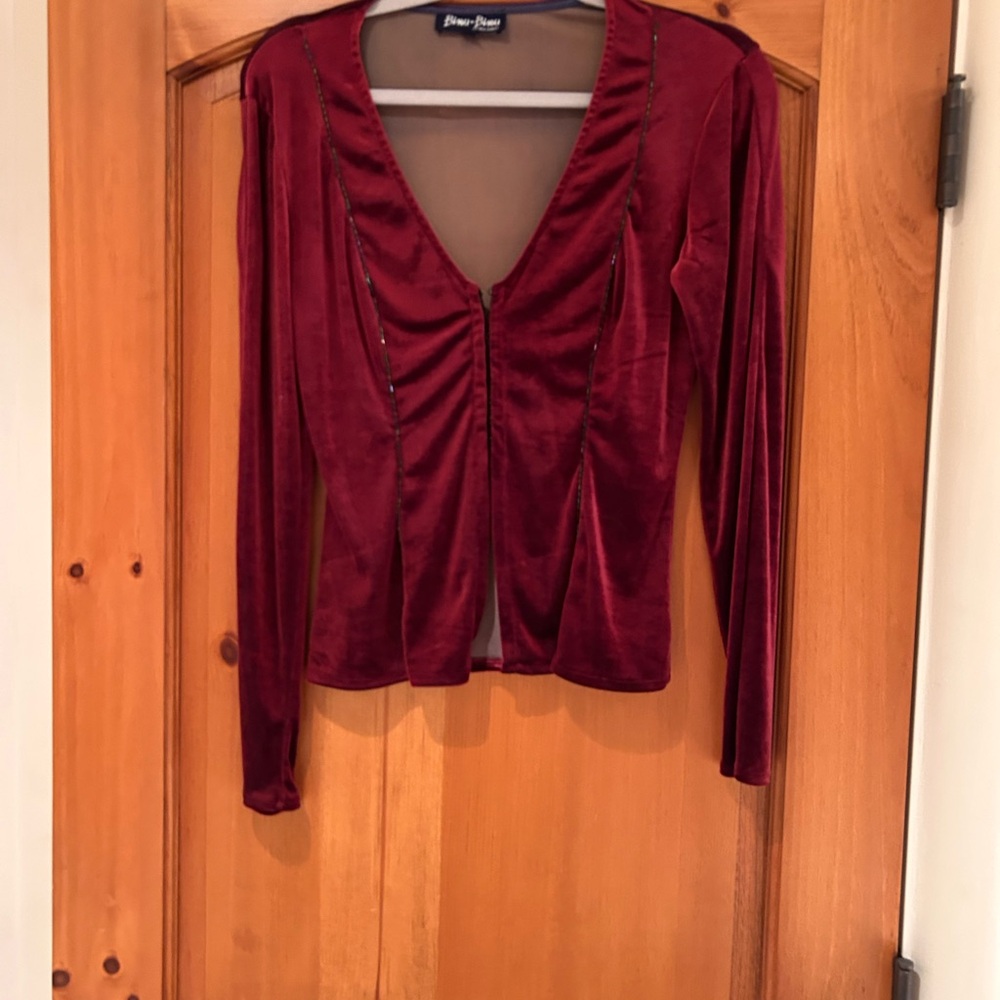 Deep Red Velvet Top